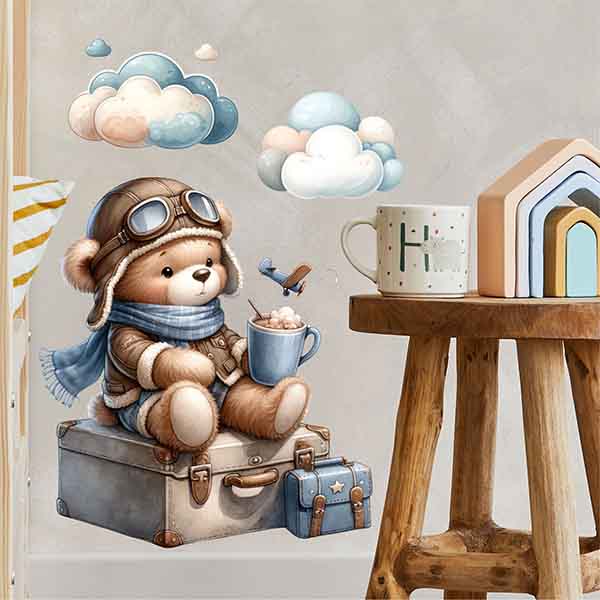 استیکر کودک راتیانا مدل pilot bear cafee