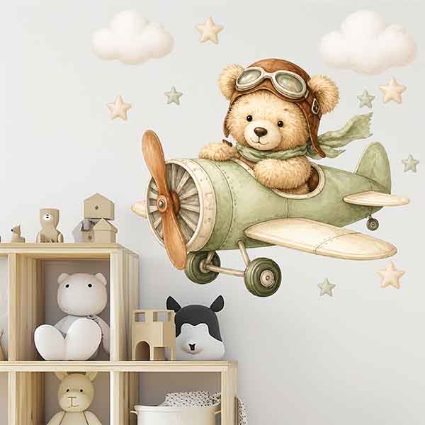 استیکر کودک راتیانا مدل green teddy pilot